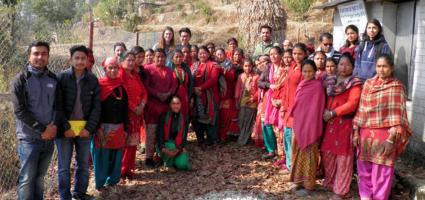 MIT D-Lab and Kathmandu University team with women from a Village Child Protection Committee (VCPC), Salambu, Nepal.