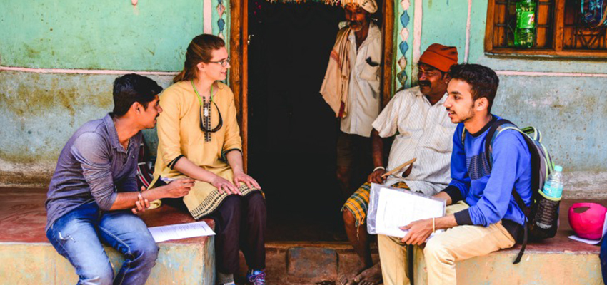 MIT D-Lab students conduct interview related to water filter needs, India, January 2018.