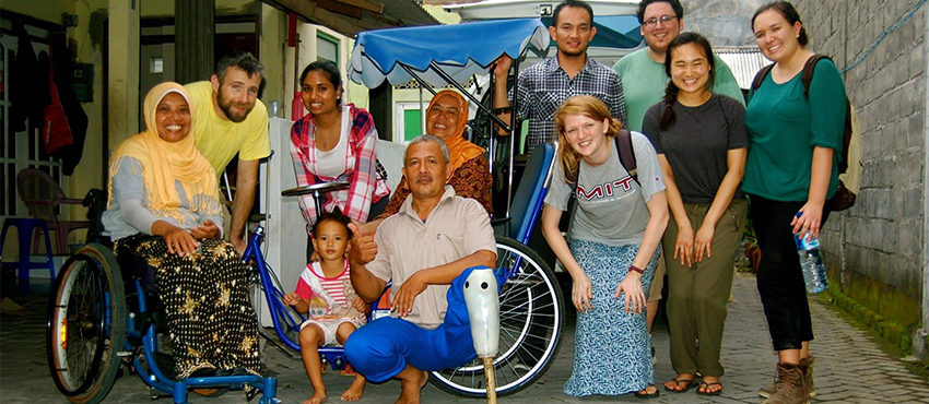 D-Lab: Development and D-Lab: Mobility students in Yogyakarta, Indonesia to work with United Cerebral Palsy Wheels for Humanity, January 2016.