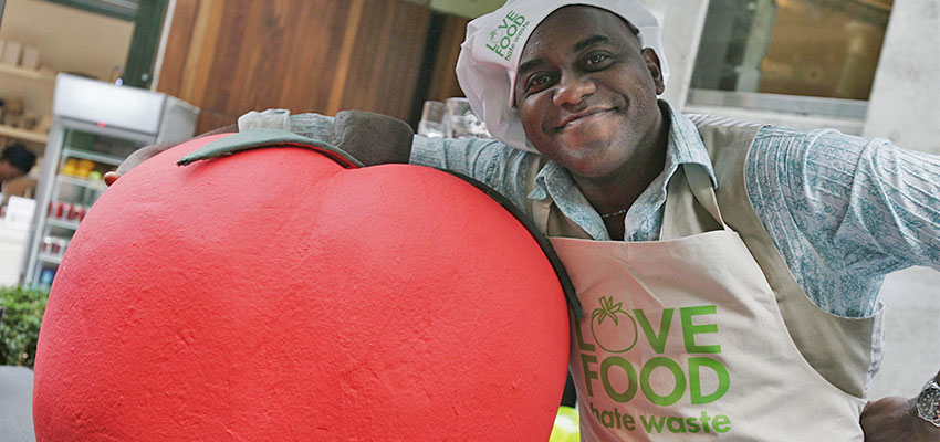 Celebrity chef Ainsley Harriott at the launch of the campaign "Love Food, Hate Waste," which found that the UK is throwing away a third of all food bought in the country. David Parry - PA Images / PA Images via Getty Images 