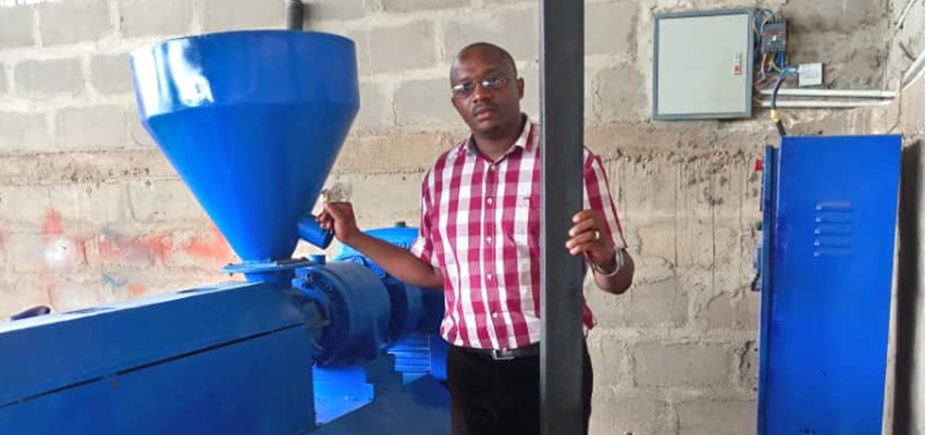 Christian Mwijage, the founder of EcoAct in Tanzania, a 2019 D-Lab Scale-Ups Fellowship venture.