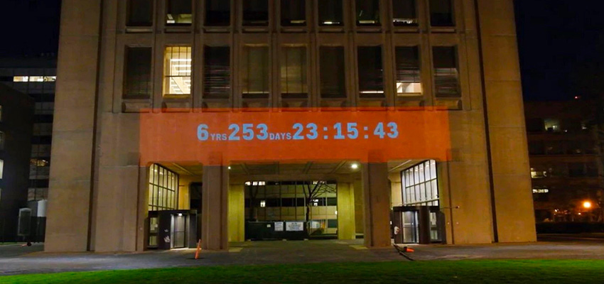 The climate clock, built by a team of students in the MIT D-Lab, will be on display through April 30.MIT D-Lab / Youtube