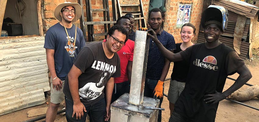 Biomass powered heat exchanger built by the MIT D-Lab team and TEWDI Uganda staff. January 2020.