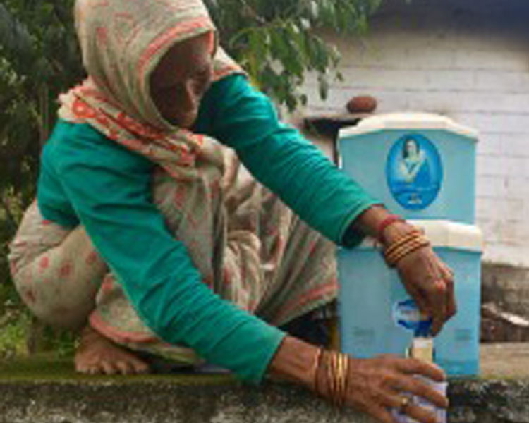 Woman dispensing water