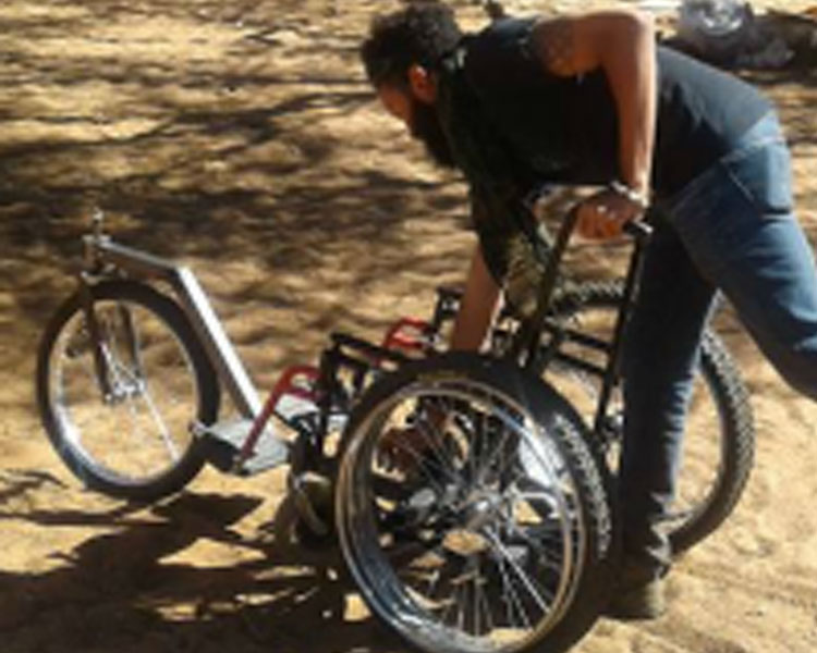 IDDS Botswana: The deep sand wheelchair in development.
