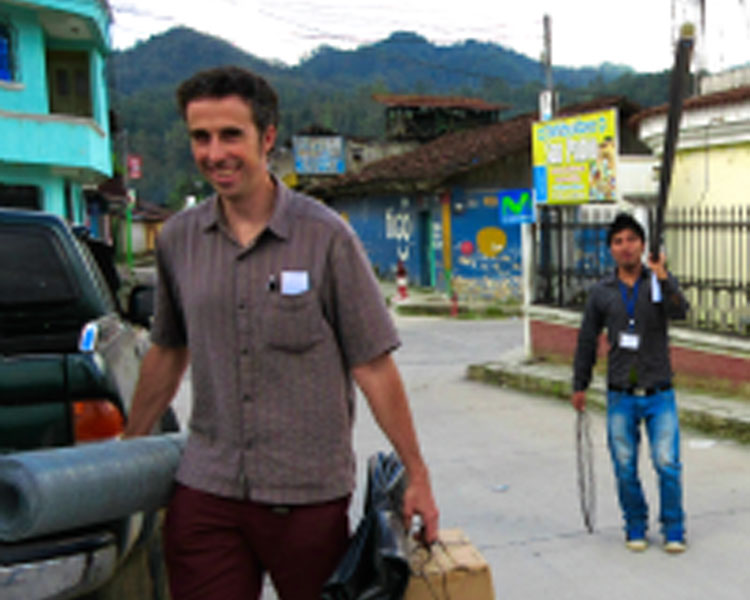 Victor unloading equipment in Guatemala.