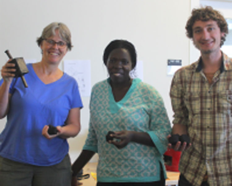 D-Lab founder Amy Smith (left), TEWDI director Betty Ikalany (center), D-Lab reseaarch scientist Dan Sweeney (right).