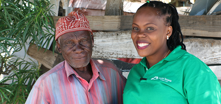 Elineca Ndowo (right), EcoAct Managing partner with a local resident who had participated in the survey.. 