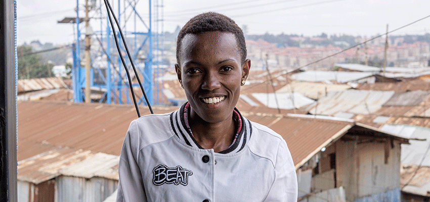 Milka Achieng who works with a community-based organization in Kibera called Diptop.