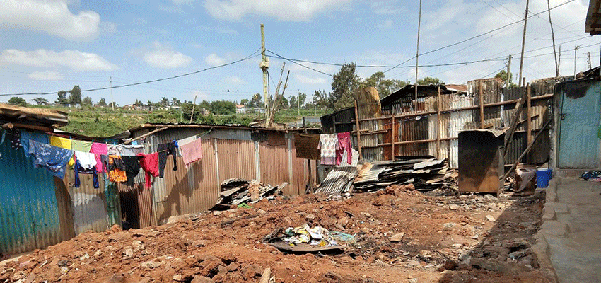 A plot of land where seven homes recently caught fire and burned down in Kibera.