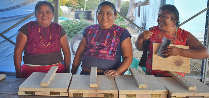Some of the women of Colonia Juarez with the totopo makers we helped design and prototype that they built. We actually stayed in the home of Elva, the woman in the middle!