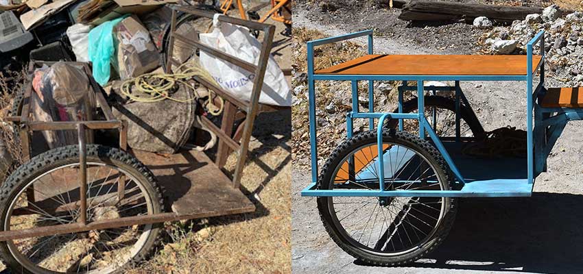 The old cart (left) and the redesigned cart (right).