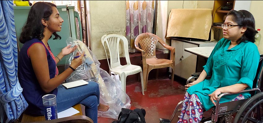 Smita interviewing a potential user in Calcutta, West Bengal in summer 2019.