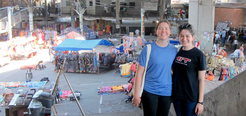 MIT students Emma and Teresa at the Brook Street Market.