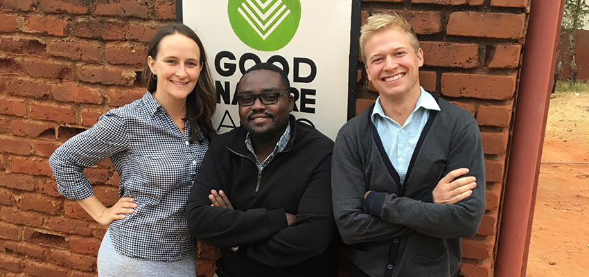 From left: Kellan Hayes, Sunday Silungwe, Carl Jensen of 2014 D-Lab Scale-Ups venture Good Nature Agro.