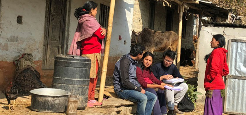 D-Lab students conducting interviews as part of an Energy Needs Assessment. Nepal, January, 2018.