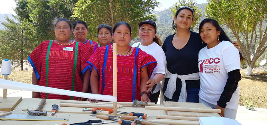MIT D-Lab Program Affilate Ta Corrales Sanchez (second from right) during a workshop with local community members in Oaxaca, Mexico.