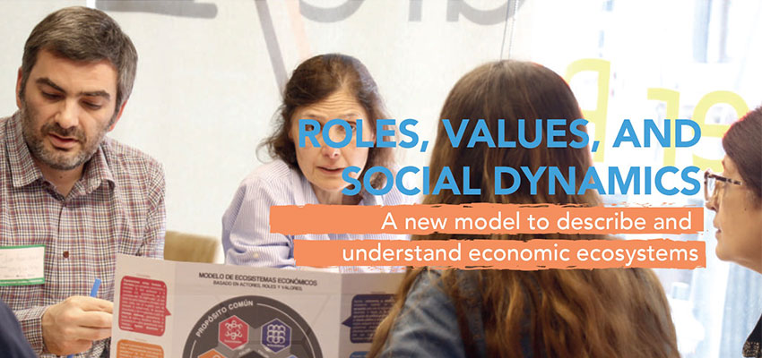 Roles, values, and social dynamics: a new model to describe and understand economic ecosystems 
