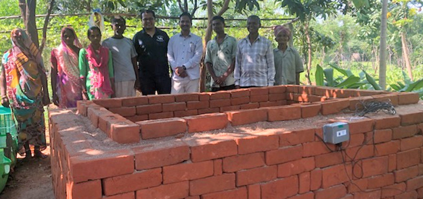 A brick evaporative cooling chamber (ECC) constructed in Mahisagar, Gujarat