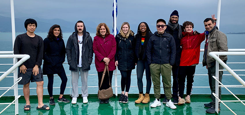 D-Lab students, staff members, and community partners in Athens, Greece. The staff and students were working on a D-Lab Humanitarian Innovation program with the Greek NGO Faros, which provides support to unaccompanied refugee minors and women refugees.  January 2019. Photo: MIT D-Lab