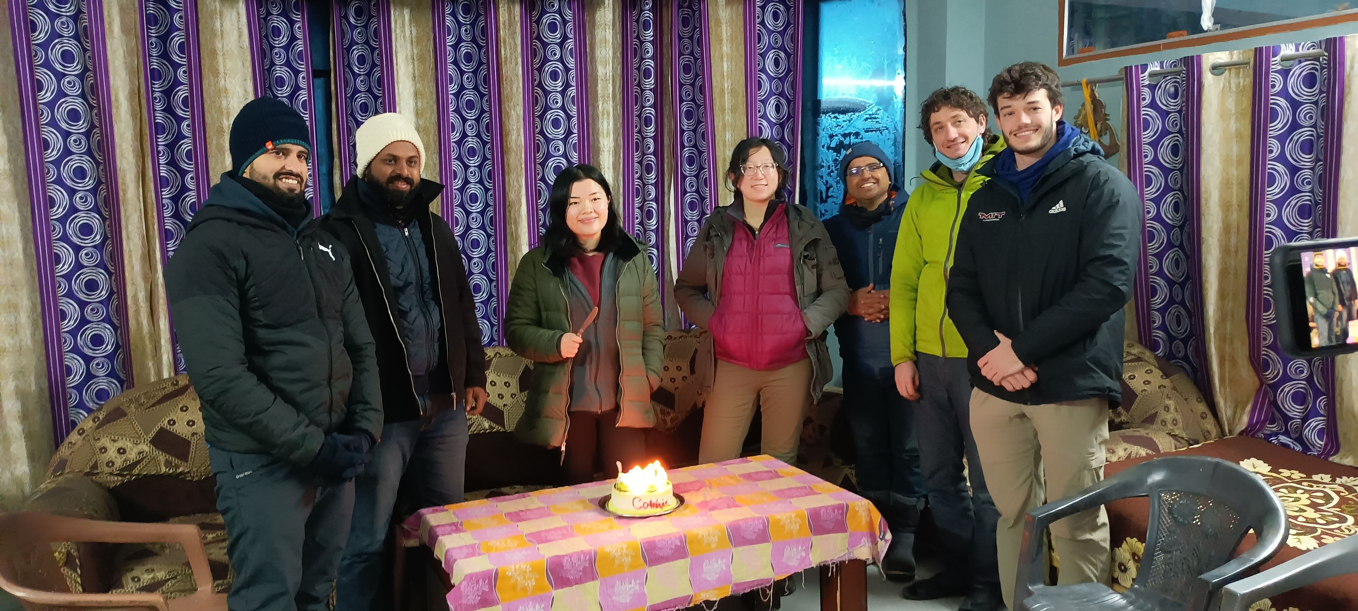 The D-Lab team, joined by researchers from UPES and Ecosense Appliances, celebrate Connie’s birthday in early-January. Photo: MIT D-Lab