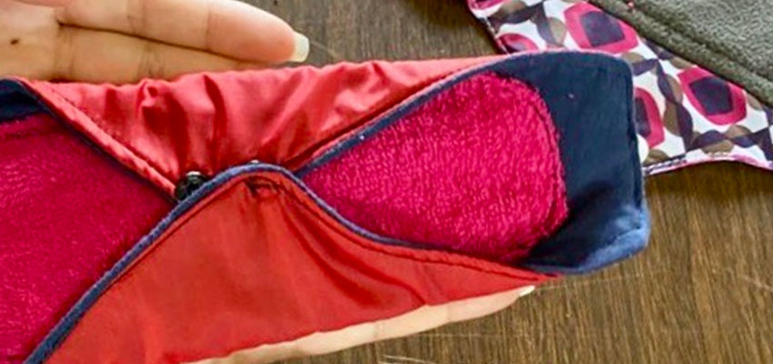 Handmade menstrual pad from a 2020 workshop at Society Empowerment Project in Kenya.