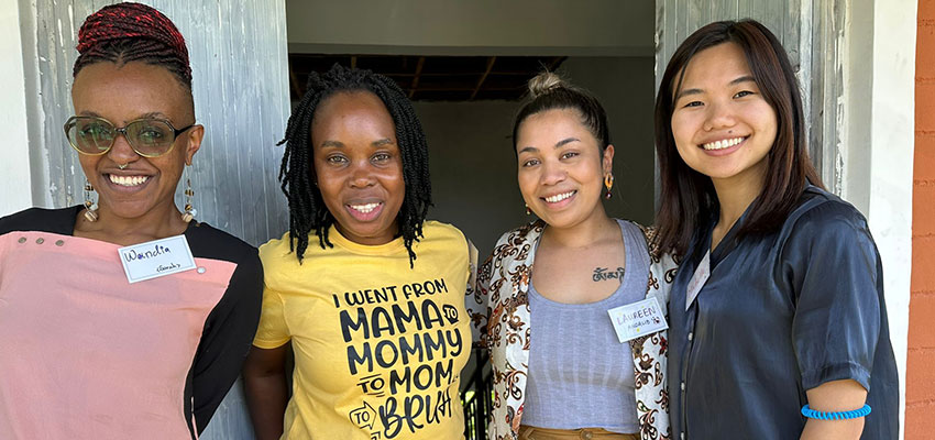 Facilitators and workshop leaders. Second from left, Faith Kathoka, consultant to SEP from World Food Programme; and MIT D-Lab students Sarah Wandia, MIT ’24; Michelle Lee, Wellesley ’23; and Laureen Andalib, Harvard MDes ’23. Photo: SEP Kenya