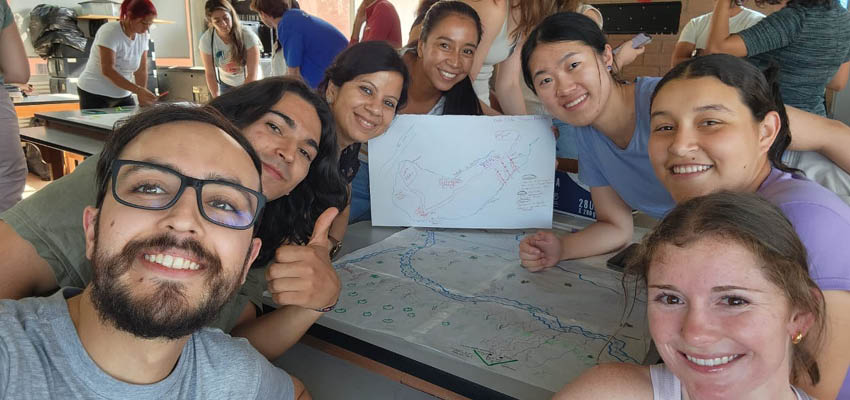 The MIT Mapping Team with UNAL students and women miners co-creating the story map of Santa Rita. Photo: Courtesy MIT D-Lab