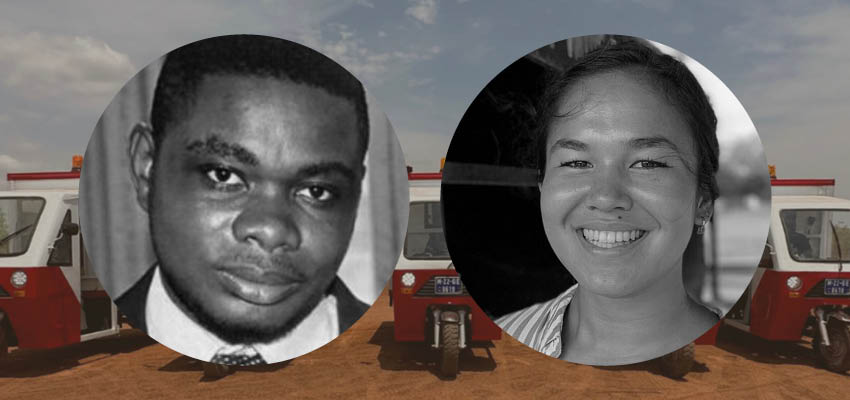 Moving Health Chief Technology Officer and Country Director Isaac Quansah (left) and Co-Founder and CEO Emily Young '18 (right).