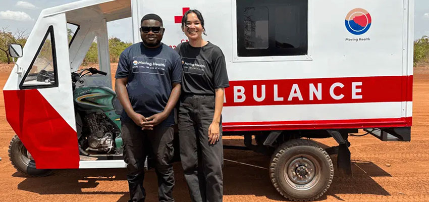 Moving Health Chief Technology Officer and Country Director Isaac Quansah (left) and Co-Founder and CEO Emily Young '18 (right). 