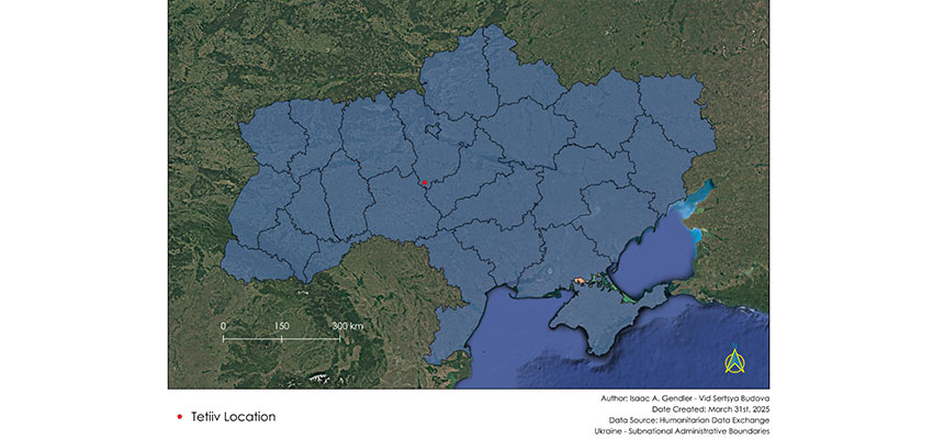 Tetiiv’s Location in Ukraine.