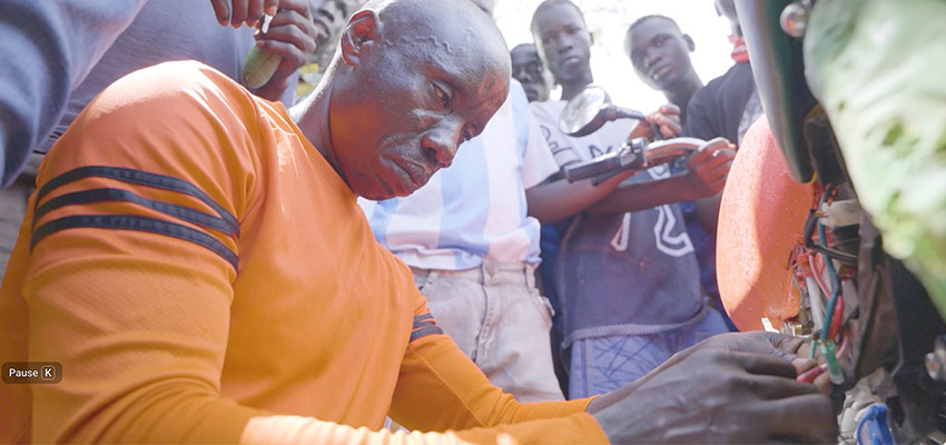 Harrison Asega, founder of Smart Nati Alarm, Rhino Refugee Settlement, Arua, Uganda. Photo: Luyao Tian