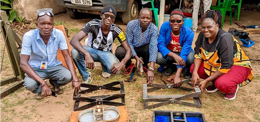 MIT D-Lab Co-Creation Summit participants (water pump team) from Imvepi and Rhino refugee settlements. Arua, Uganda, 2025. Photo: MIT D-Lab