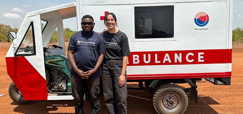 Moving Health Chief Technology Officer and Country Director Isaac Quansah (left) and Co-Founder and CEO Emily Young '18 (right). 