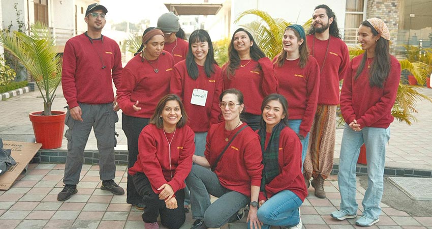 The D-Lab Creative Capacity Building Workshop facilitation team outside of the venue. Photo: Maud Bourgogne