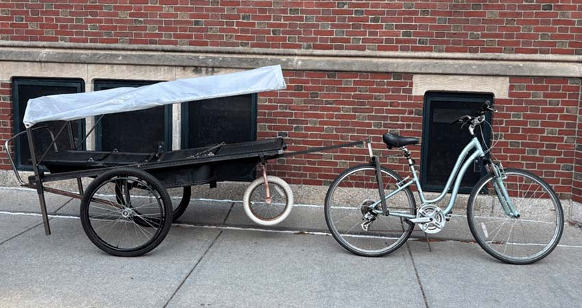 Final prototype connected to bike. Photo: Courtest MIT D-Lab