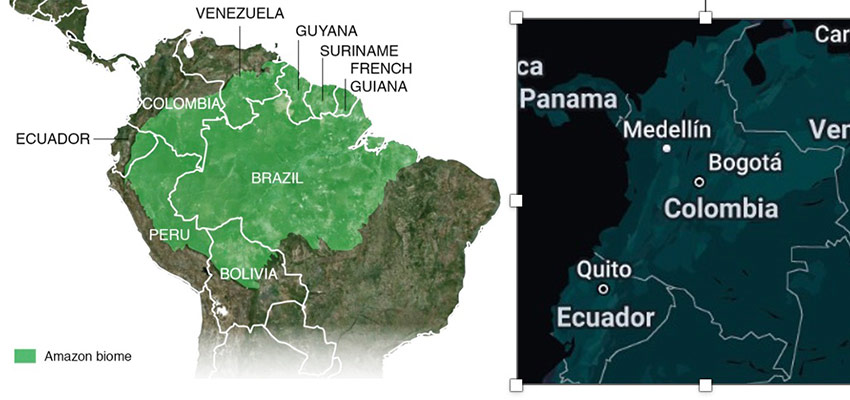 two maps of Colombia