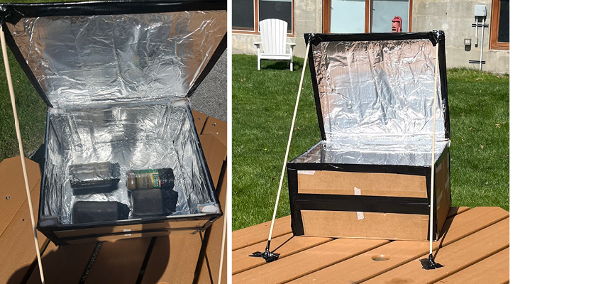 Two views of an egg incubator prototype.
