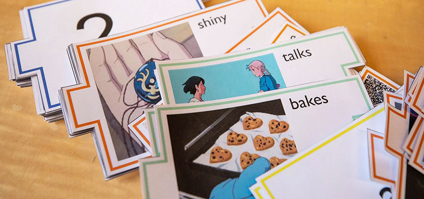 Language learning cards designed by a group of students
