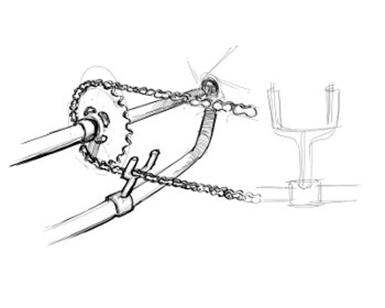 Rickshaw chain hack. Drawing: Nathan Cooke