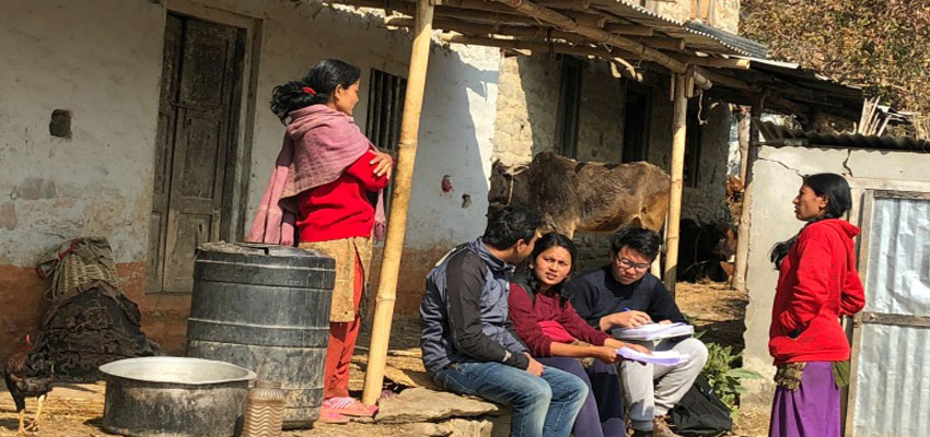 Adam Zhao and Sandhya Bohara conducting an energy needs assessment with women from Salambu, Nepal.
