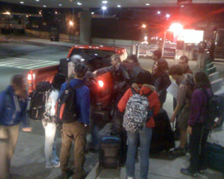 Early morning rush at Logan Airport at 4am on Tuesday