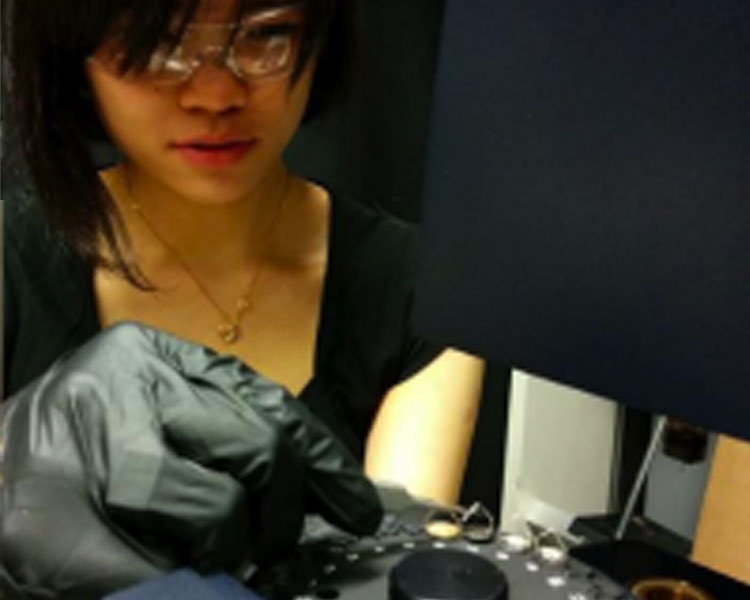D-Lab: Energy student Yi Zhong uses an instrument to characterize carbonized biowaste samples.