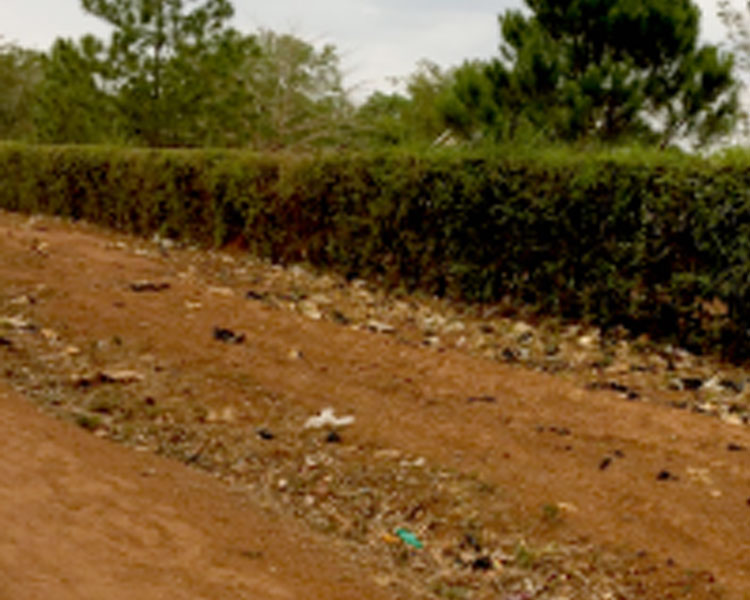 Plastic wasted littering a roadside in Soroti.