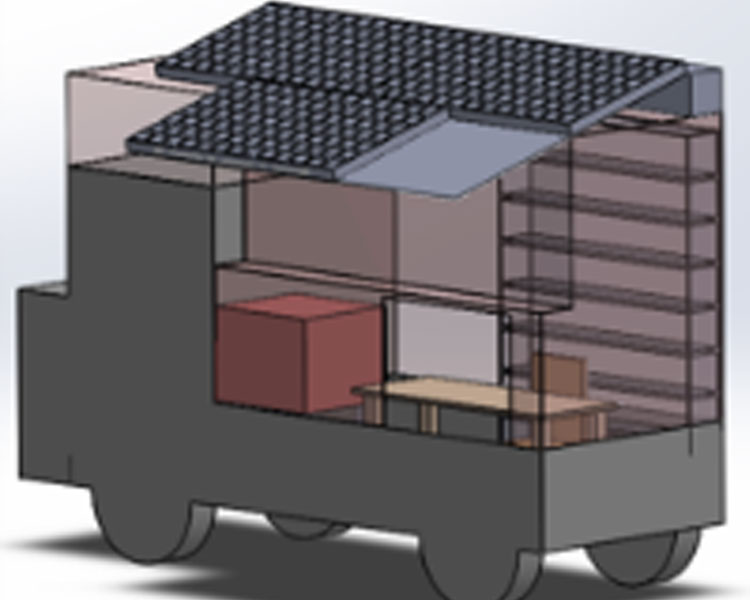 Design for a mobile solar powered ATM.