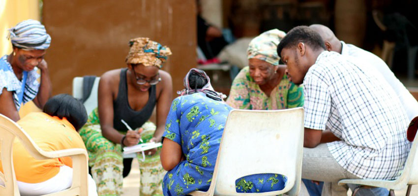 Focus group participating in prioritizing activity at Tema Palace in Tema, Ghana.  Photo Credit: Wayne Gakuo