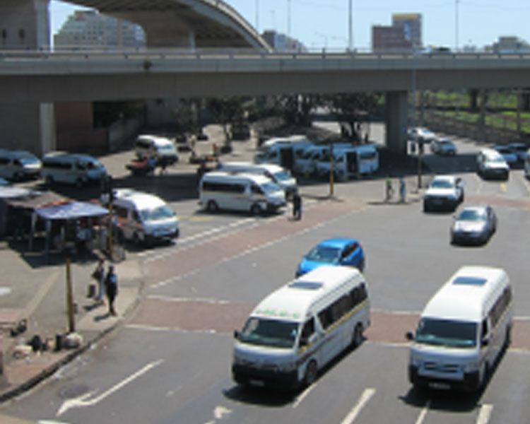 A view of the taxis that travel through Warwick Junction.