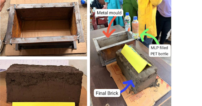 Views of an earthen brick and brick mold.