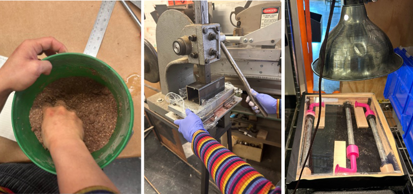 Mixing bricks, pressing bricks, solar thermal collector.