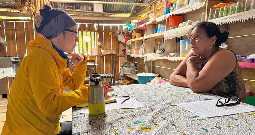 Conducting an interview.